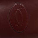 CARTIER Must Line Gamaguchi Shoulder Bag Leather Bordeaux Gold Auth gh379-15