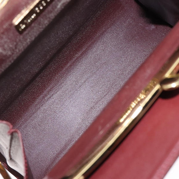CARTIER Must Line Gamaguchi Shoulder Bag Leather Bordeaux Gold Auth gh379