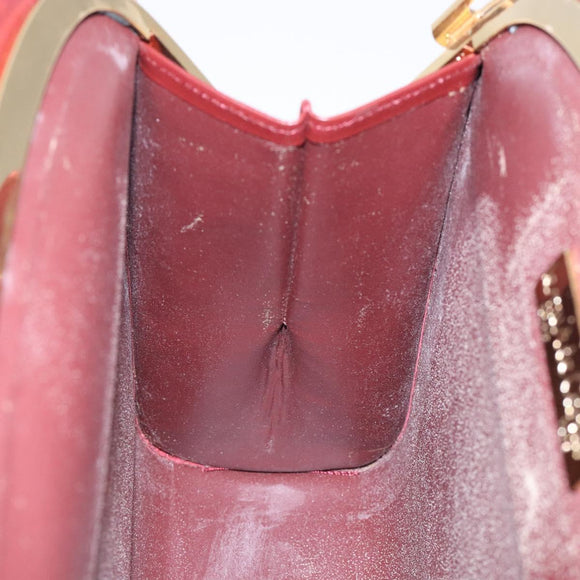 CARTIER Must Line Gamaguchi Shoulder Bag Leather Bordeaux Gold Auth gh379