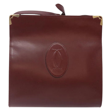 CARTIER Must Line Gamaguchi Shoulder Bag Leather Bordeaux Gold Auth gh379 - 0