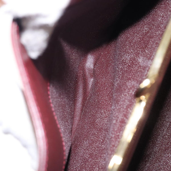 CARTIER Must Line Gamaguchi Shoulder Bag Leather Bordeaux Gold Auth gh379