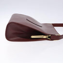CARTIER Must Line Gamaguchi Shoulder Bag Leather Bordeaux Gold Auth gh379-4