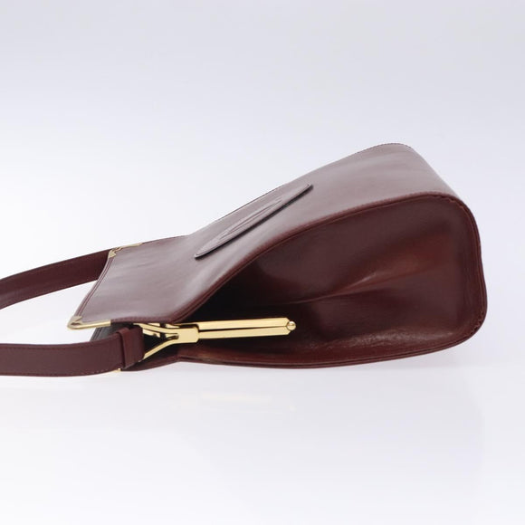 CARTIER Must Line Gamaguchi Shoulder Bag Leather Bordeaux Gold Auth gh379