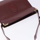 CARTIER Must Line Gamaguchi Shoulder Bag Leather Bordeaux Gold Auth gh379-6