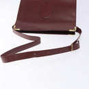 CARTIER Must Line Gamaguchi Shoulder Bag Leather Bordeaux Gold Auth gh379-7
