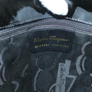 Salvatore Ferragamo Vala Tote Bag Nylon Black Gold Auth gh381-12