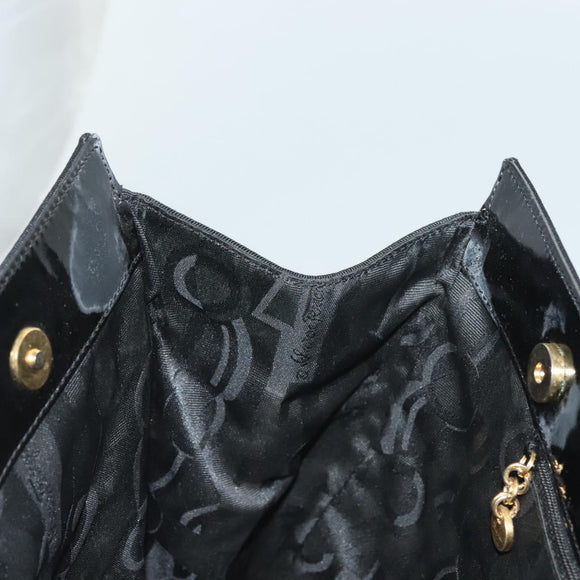 Salvatore Ferragamo Vala Tote Bag Nylon Black Gold Auth gh381