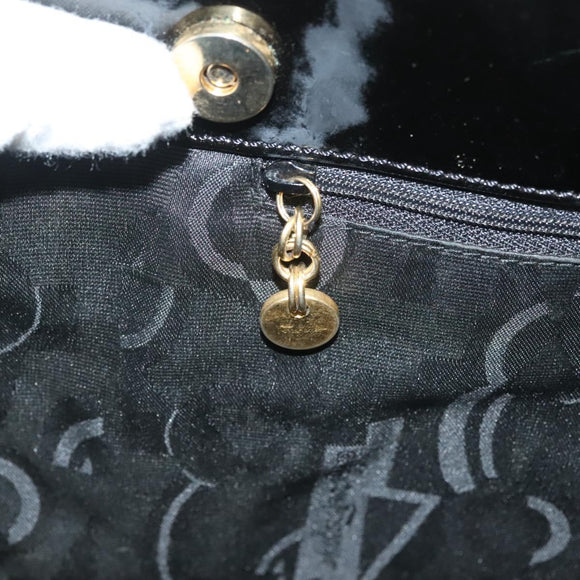 Salvatore Ferragamo Vala Tote Bag Nylon Black Gold Auth gh381