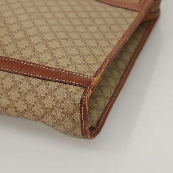 CELINE Macadam Canvas Tote Bag Beige Gold Auth gh382