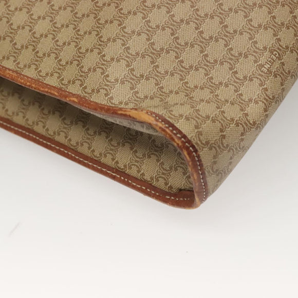 CELINE Macadam Canvas Tote Bag Beige Gold Auth gh382