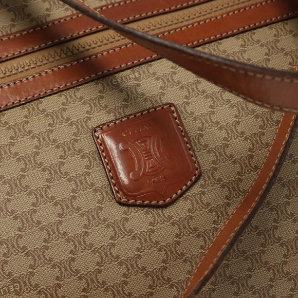 CELINE Macadam Canvas Tote Bag Beige Gold Auth gh382