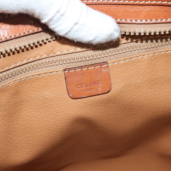 CELINE Macadam Canvas Tote Bag Beige Gold Auth gh382