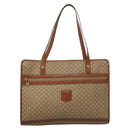 CELINE Macadam Canvas Tote Bag Beige Gold Auth gh382-13