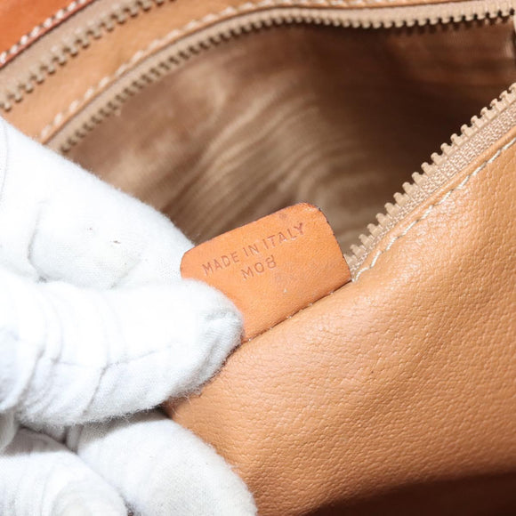 CELINE Macadam Canvas Tote Bag Beige Gold Auth gh382