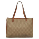 CELINE Macadam Canvas Tote Bag Beige Gold Auth gh382-2