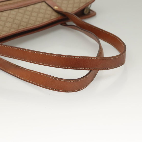 CELINE Macadam Canvas Tote Bag Beige Gold Auth gh382