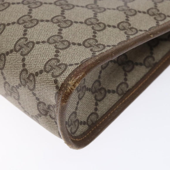 GUCCI GG Supreme Clutch Bag PVC Beige Gold 111 01 037 Auth gh387