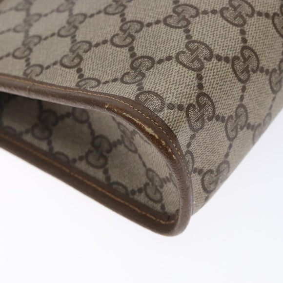 GUCCI GG Supreme Clutch Bag PVC Beige Gold 111 01 037 Auth gh387