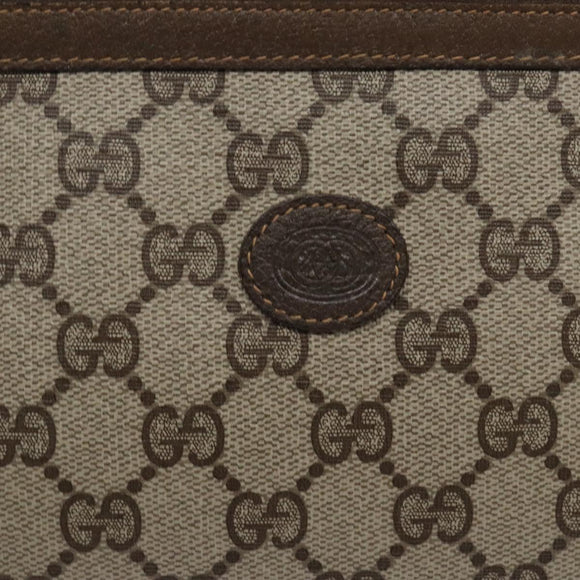 GUCCI GG Supreme Clutch Bag PVC Beige Gold 111 01 037 Auth gh387