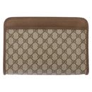 GUCCI GG Supreme Clutch Bag PVC Beige Gold 111 01 037 Auth gh387-2