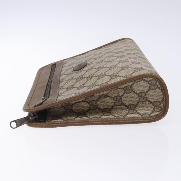 GUCCI GG Supreme Clutch Bag PVC Beige Gold 111 01 037 Auth gh387