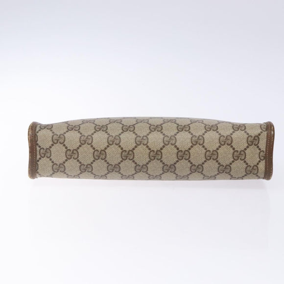 GUCCI GG Supreme Clutch Bag PVC Beige Gold 111 01 037 Auth gh387