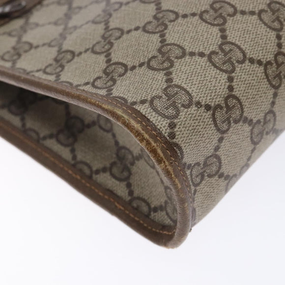GUCCI GG Supreme Clutch Bag PVC Beige Gold 111 01 037 Auth gh387