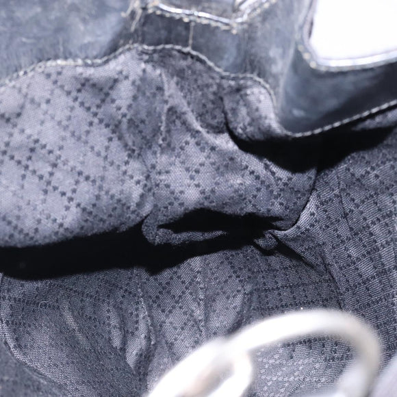 GUCCI Bamboo Hand Bag Nylon Black Silver 001 1998 1577 Auth gh388