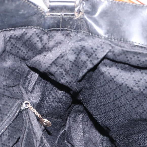 GUCCI Bamboo Hand Bag Nylon Black Silver 001 1998 1577 Auth gh388