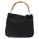 GUCCI Bamboo Hand Bag Nylon Black Silver 001 1998 1577 Auth gh388-13