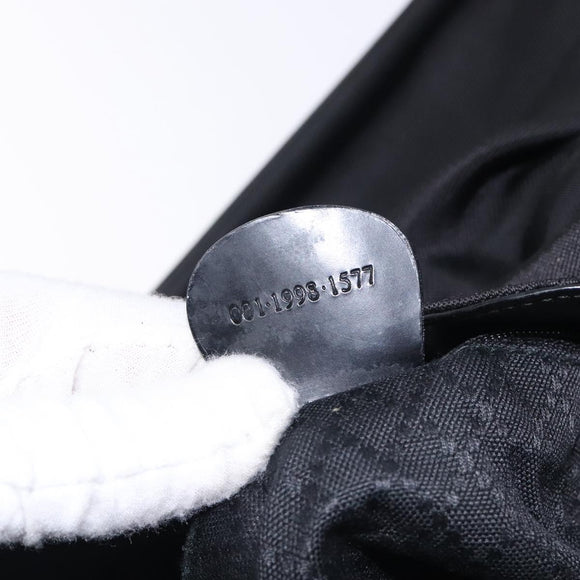 GUCCI Bamboo Hand Bag Nylon Black Silver 001 1998 1577 Auth gh388