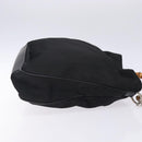 GUCCI Bamboo Hand Bag Nylon Black Silver 001 1998 1577 Auth gh388-3