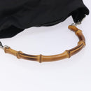 GUCCI Bamboo Hand Bag Nylon Black Silver 001 1998 1577 Auth gh388-7
