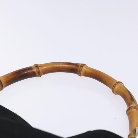 GUCCI Bamboo Hand Bag Nylon Black Silver 001 1998 1577 Auth gh388