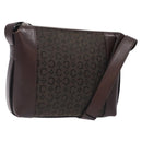 CELINE C Macadam Canvas Shoulder Bag Brown Silver Auth gh393-1