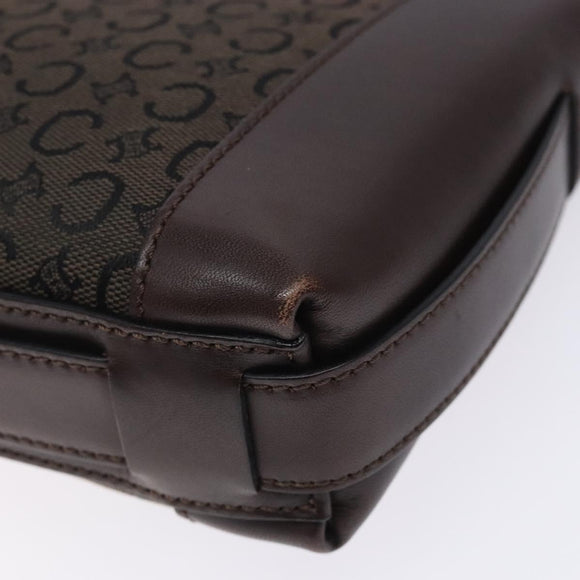 CELINE C Macadam Canvas Shoulder Bag Brown Silver Auth gh393