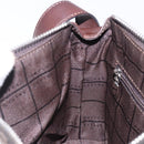 CELINE C Macadam Canvas Shoulder Bag Brown Silver Auth gh393-19