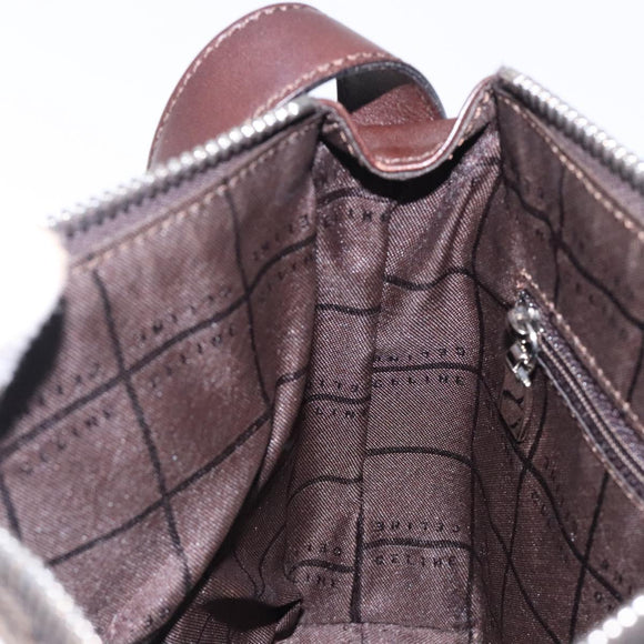 CELINE C Macadam Canvas Shoulder Bag Brown Silver Auth gh393