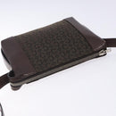 CELINE C Macadam Canvas Shoulder Bag Brown Silver Auth gh393-6