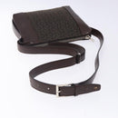 CELINE C Macadam Canvas Shoulder Bag Brown Silver Auth gh393-7