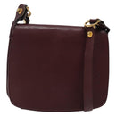 CARTIER Must Line Shoulder Bag Leather Bordeaux Gold Auth gh394-1