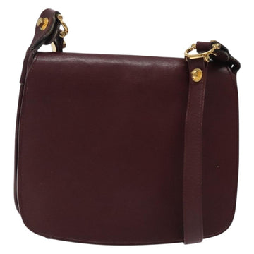 CARTIER Must Line Shoulder Bag Leather Bordeaux Gold Auth gh394