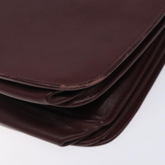 CARTIER Must Line Shoulder Bag Leather Bordeaux Gold Auth gh394