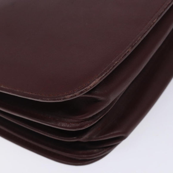 CARTIER Must Line Shoulder Bag Leather Bordeaux Gold Auth gh394