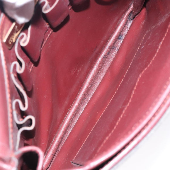 CARTIER Must Line Shoulder Bag Leather Bordeaux Gold Auth gh394
