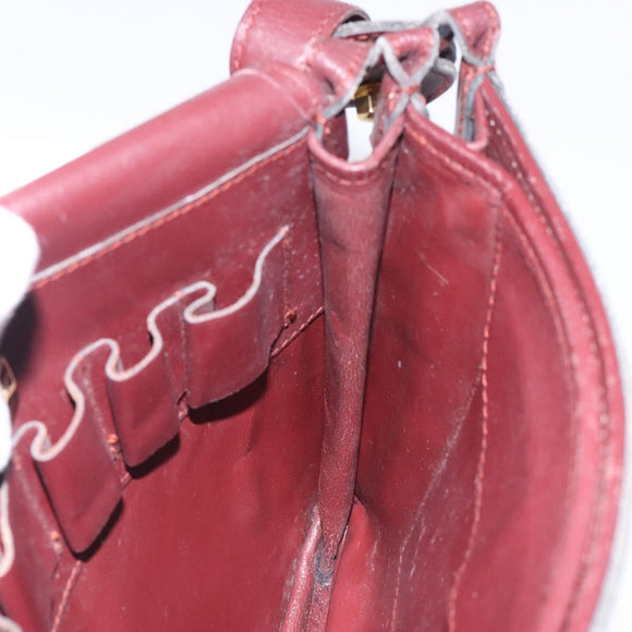 CARTIER Must Line Shoulder Bag Leather Bordeaux Gold Auth gh394