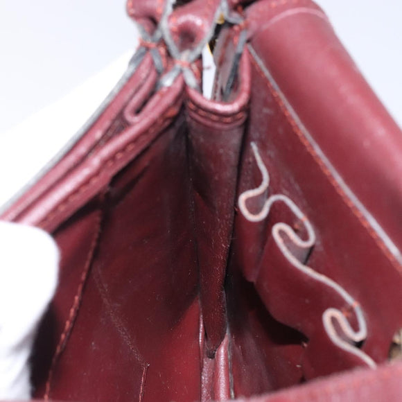 CARTIER Must Line Shoulder Bag Leather Bordeaux Gold Auth gh394