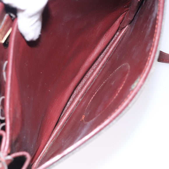 CARTIER Must Line Shoulder Bag Leather Bordeaux Gold Auth gh394