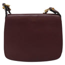 CARTIER Must Line Shoulder Bag Leather Bordeaux Gold Auth gh394-13