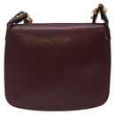CARTIER Must Line Shoulder Bag Leather Bordeaux Gold Auth gh394-2